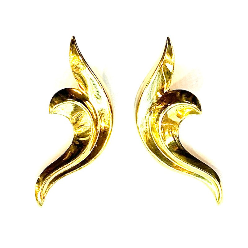 Orecchini vintage forma barocca, lobo in oro giallo; 3.07 gr