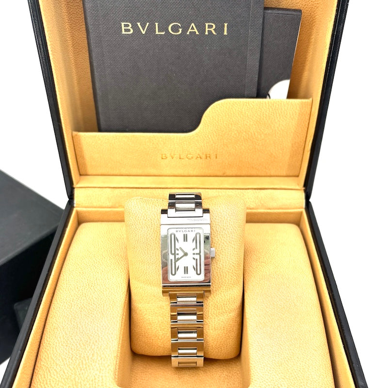 Orologio Bulgari Rettangolo, acciaio. Full set con scatola e garanzia originali; 77.43 g