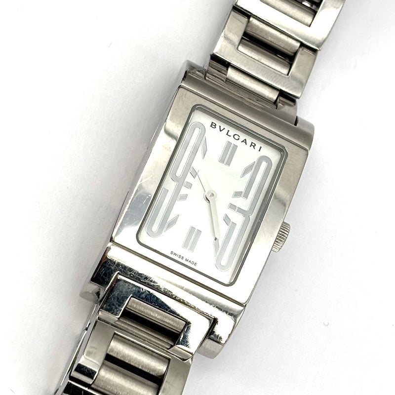 Orologio Bulgari Rettangolo, acciaio. Full set con scatola e garanzia originali; 77.43 g