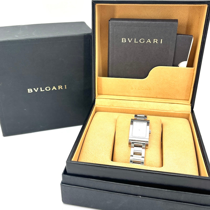 Orologio Bulgari Rettangolo, acciaio. Full set con scatola e garanzia originali; 77.43 g