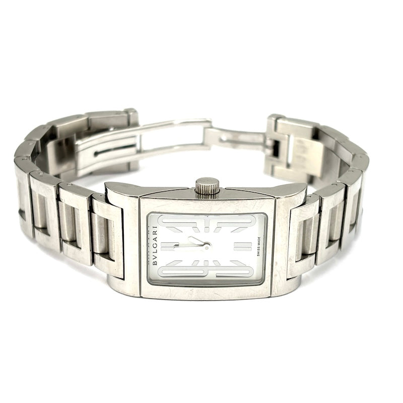 Orologio Bulgari Rettangolo, acciaio. Full set con scatola e garanzia originali; 77.43 g