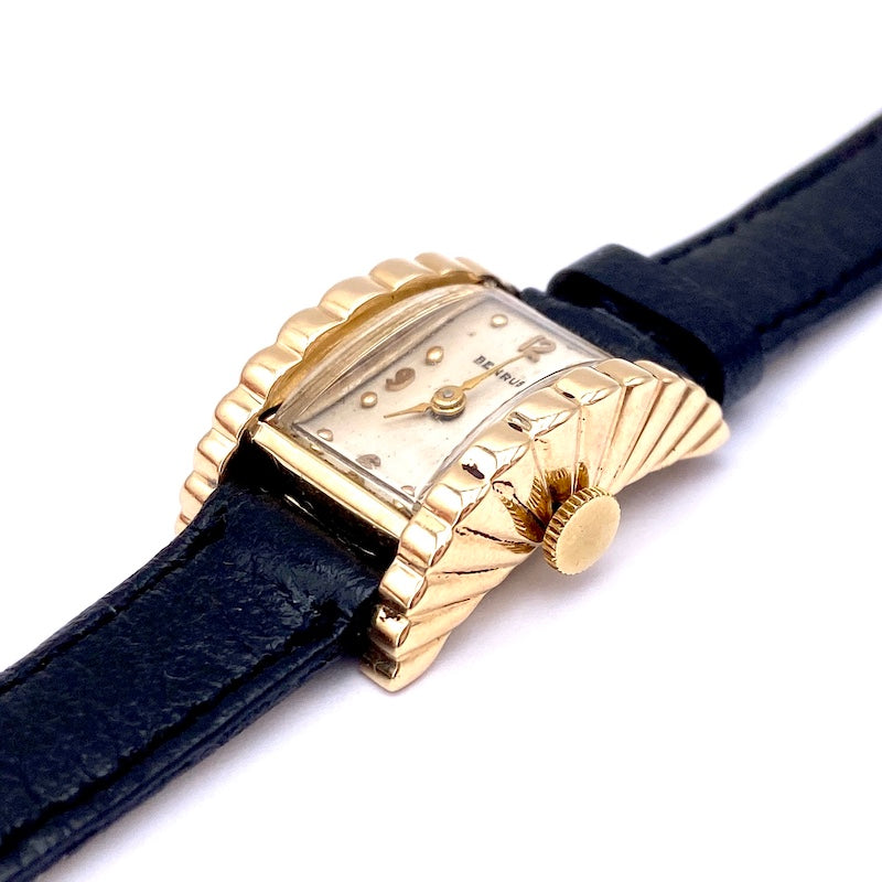 Orologio d'epoca Benrus, oro, cinturino in pelle; 16.45 gr