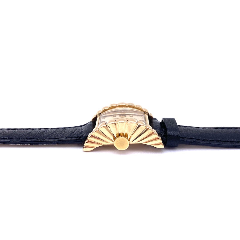 Orologio d'epoca Benrus, oro, cinturino in pelle; 16.45 gr