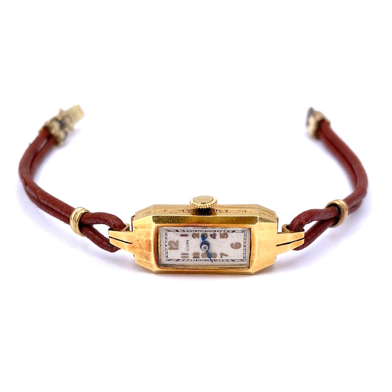 Orologio d'epoca Silyan, oro, cinturino in cuoio; 10 gr