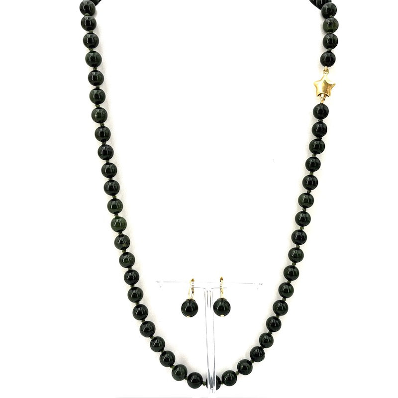 Parure collana e orecchini giada e oro giallo 18Kt