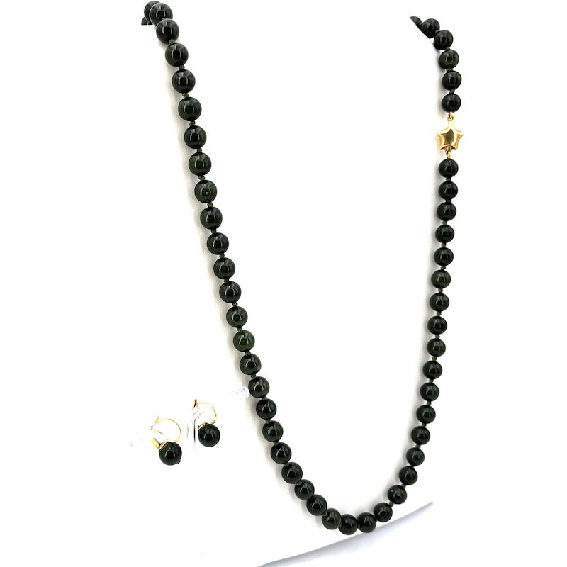 Parure collana e orecchini giada e oro giallo 18Kt