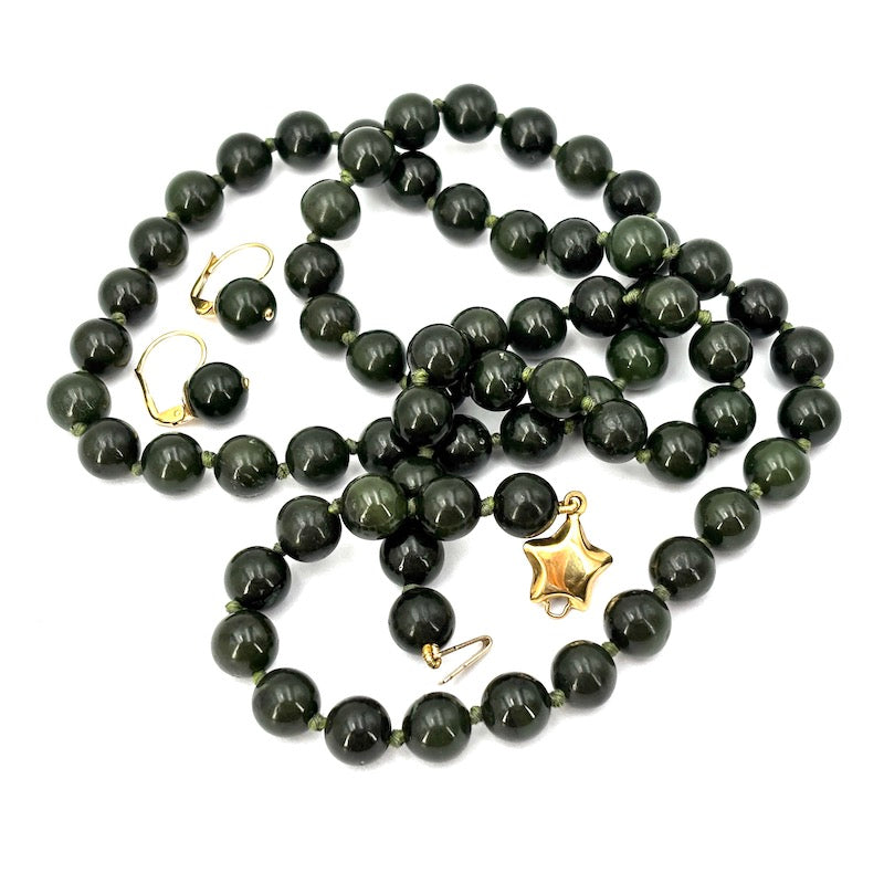 Parure collana e orecchini giada e oro giallo 18Kt