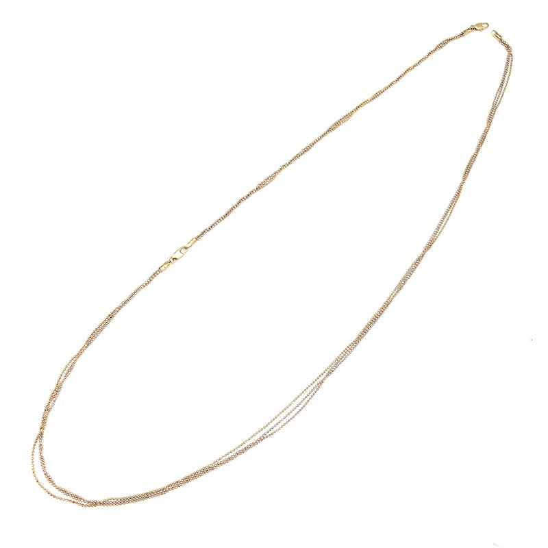 Parure stile mille fili oro tricolore, catene pallini; collana 44 cm + bracciale 19 cm - 8.41 gr totali