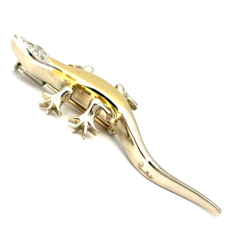 Spilla geko Pomellato, oro bicolore e brillanti; 14.45 gr