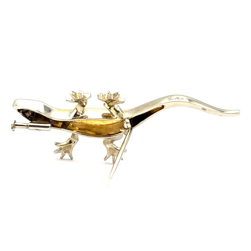 Spilla geko Pomellato, oro bicolore e brillanti; 14.45 gr