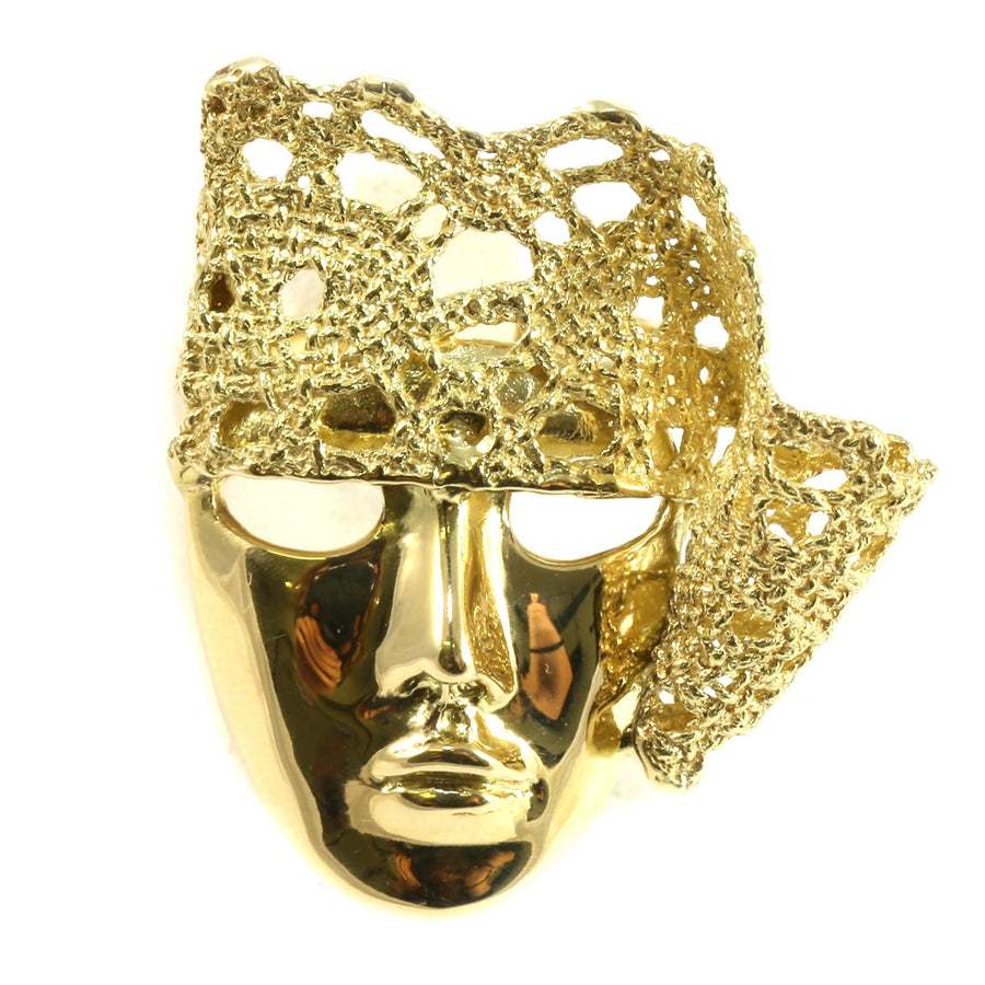 Anello maschera veneziana oro 18 Kt; 13.75 gr